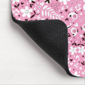 niedliches rosa Muster der Vögel und der Blumen Mousepad (Ecke)