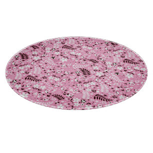 niedliches rosa Muster der Vögel und der Blumen Schneidebrett