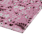 niedliches rosa Muster der Vögel und der Blumen Schneidebrett (Ecke)
