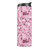 niedliches rosa Muster der Vögel und der Blumen Thermosbecher (Nach links gedreht)