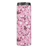 niedliches rosa Muster der Vögel und der Blumen Thermosbecher (Rückseite)