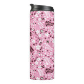 niedliches rosa Muster der Vögel und der Blumen Thermosbecher (Nach rechts gedreht)