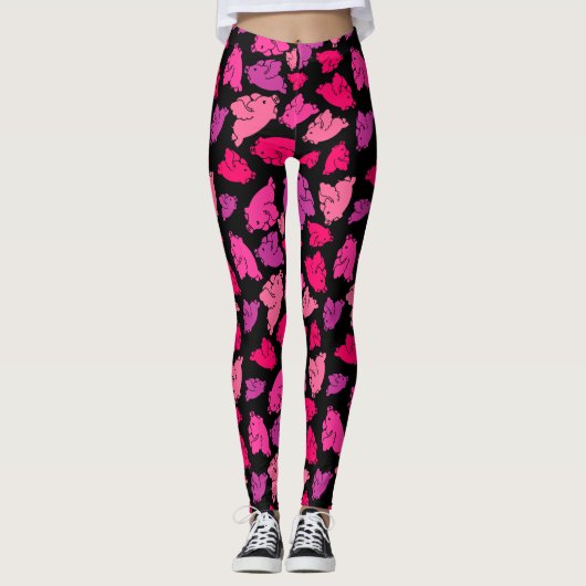 Niedliches rosa Muster Leggings (Vorderseite)