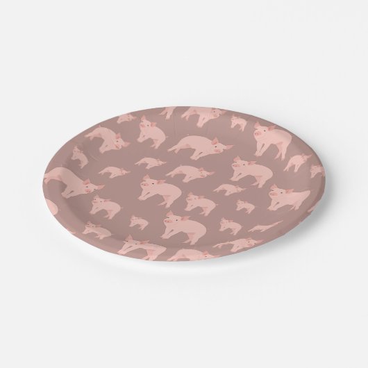 Niedliches rosa Muster Pappteller (Schrägansicht)