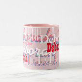 niedliches rosa Namensmuster, personalisiert Zweifarbige Tasse (Mittel)