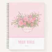 Niedliches rosa Notebook mit handgezeichnet Blume Notizblock (Vorderseite)