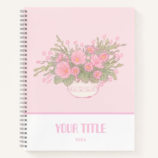 Niedliches rosa Notebook mit handgezeichnet Blume Notizblock (Vorderseite)