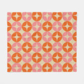 Niedliches rosa Orange Mitte Mod geometrisches Mus Fleecedecke (Vorderseite (Horizontal))