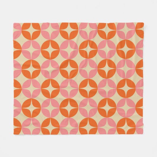 Niedliches rosa Orange Mitte Mod geometrisches Mus Fleecedecke (Vorderseite (Horizontal))