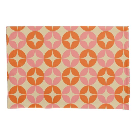 Niedliches rosa Orange Mitte Mod geometrisches Mus Kissenbezug (Vorderseite)
