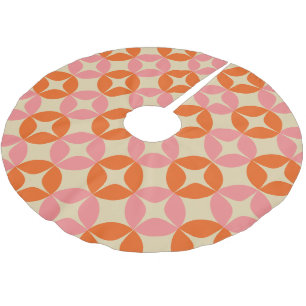 Niedliches rosa Orange Mitte Mod geometrisches Mus Polyester Weihnachtsbaumdecke