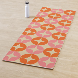 Niedliches rosa Orange Mitte Mod geometrisches Mus Yogamatte