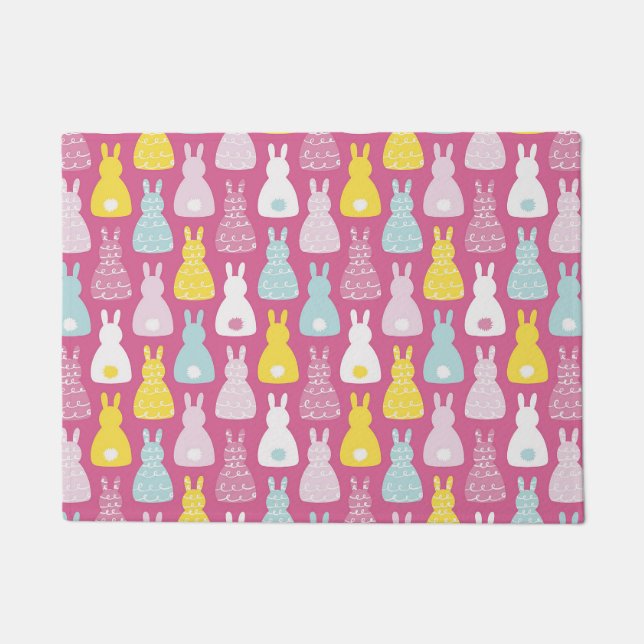Niedliches Rosa Ostersonnenkaninchen Fußmatte (Vorderseite)