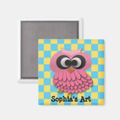Niedliches Rosa-Owl-Artwork-Magnet Magnet (Vorderseite/Rückseite)