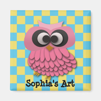 Niedliches Rosa-Owl-Artwork-Magnet Magnet