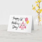 Niedliches Rosa Owl Happy 1. Muttertag Karte (Gelbe Blume)