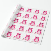 Niedliches rosa Owl Wrapper Geschenkpapier (Ungerollt)