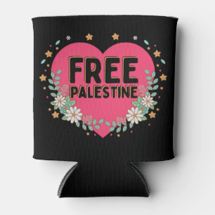 niedliches rosa Palästina-Herzdesign Dosenkühler