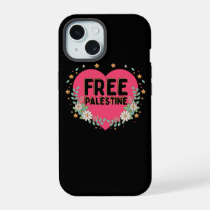 niedliches rosa Palästina-Herzdesign iPhone 15 Hülle