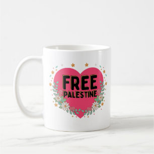 niedliches rosa Palästina-Herzdesign Kaffeetasse