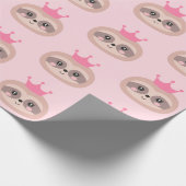 Niedliches rosa Papier Sloth-Prinzessin-Verpackung Geschenkpapier (Ecke)