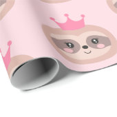Niedliches rosa Papier Sloth-Prinzessin-Verpackung Geschenkpapier (Rolleneckpunkt)