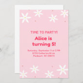 Niedliches rosa Party Vorlage für die Einladung vo (Vorne/Hinten)