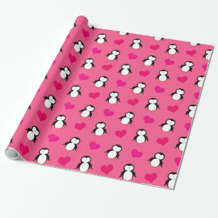 Niedliches rosa Penguinherzmuster Geschenkpapier