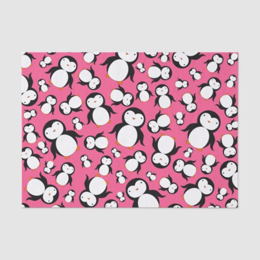 Niedliches rosa Penguinmuster Seidenpapier (Vorderseite)