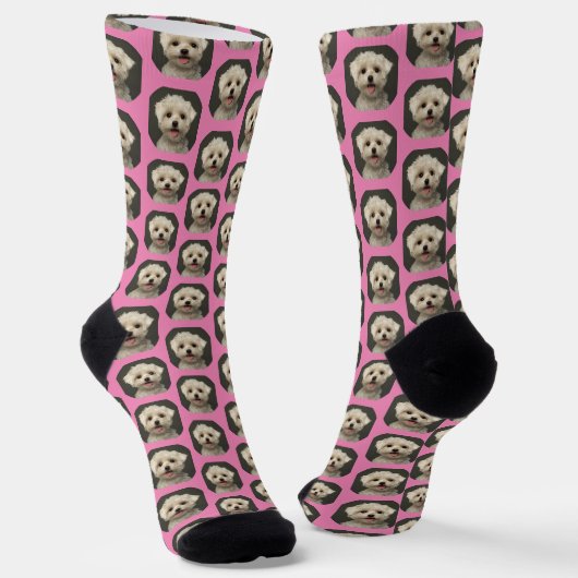 Niedliches rosa Pet Foto Muster Socken (Gewinkelt)