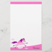 Niedliches rosa Pferd mit personalisiertem Namen Briefpapier (Vorderseite)