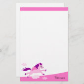 Niedliches rosa Pferd mit personalisiertem Namen Briefpapier (Vorne/Hinten)