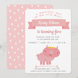 Niedliches rosa Pigment | KINDERGEBURTSTAG PARTY Einladung