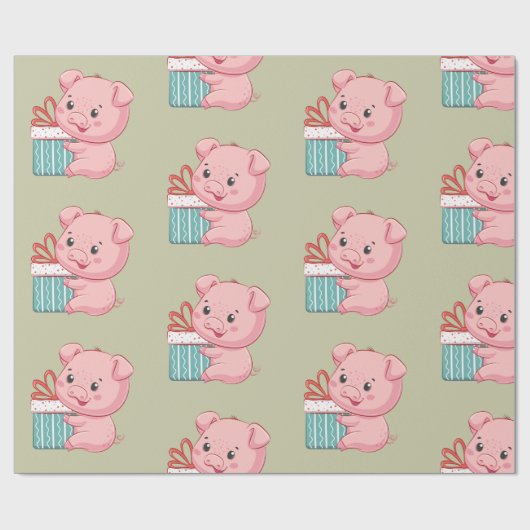 Niedliches rosa Pigment mit Geschenkboxen Geschenkpapier (Flach)