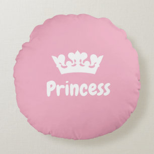 Niedliches Rosa Princess Crown Girl Kinderzimmer R Rundes Kissen