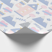 Niedliches rosa Prinzessenschloss mit Herz Geschenkpapier (Ecke)