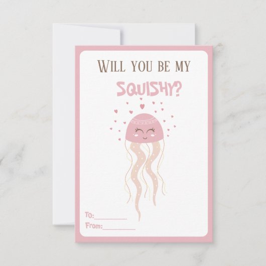 Niedliches Rosa-Quallen-Herz-Valentine-Klassenzimm (Vorderseite)