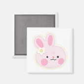 Niedliches rosa Rabbit Square Magnet (Vorderseite/Rückseite)
