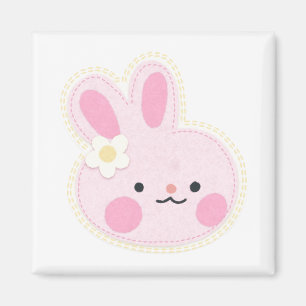 Niedliches rosa Rabbit Square Magnet