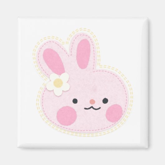 Niedliches rosa Rabbit Square Magnet (Vorne)