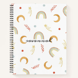 Niedliches rosa Rainbow Monogram Sketchbook Notizblock
