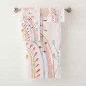 Niedliches Rosa Regenbogen Kinder Badhandtuch Set (Insitu)