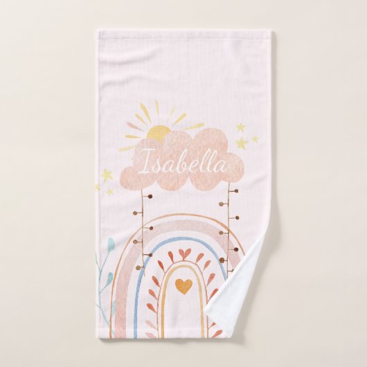 Niedliches Rosa Regenbogen Kinder Badhandtuch Set (Handtuch)