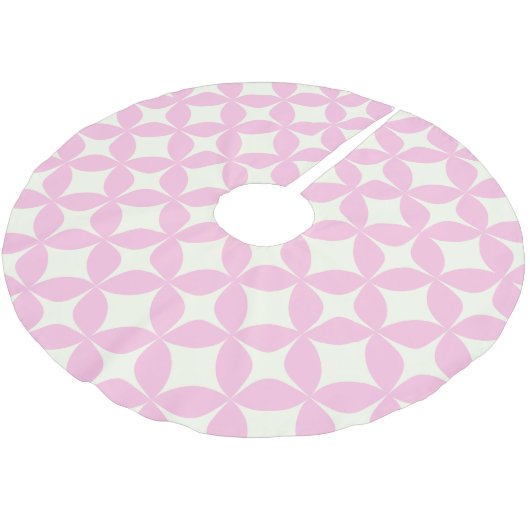 Niedliches rosa Retro Geometrie Mitteles Mod-Muste Polyester Weihnachtsbaumdecke (Schrägansicht)