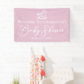 Niedliches rosa Rocking Horse Kinderdusche Party n Banner (Insitu)