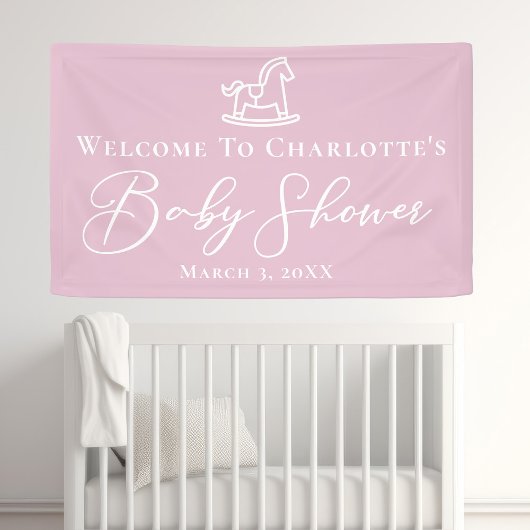 Niedliches rosa Rocking Horse Kinderdusche Party n Banner