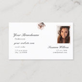 Niedliches Rosa Rose Schlichte Weiße Initialen Fot Visitenkarte (Rückseite)