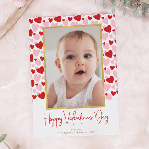 Niedliches Rosa Rotes Speckled Heart Valentine's D Feiertagskarte