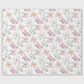 Niedliches rosa Schmetterlingsmuster Geschenkpapier (Flach)