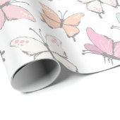 Niedliches rosa Schmetterlingsmuster Geschenkpapier (Rolleneckpunkt)